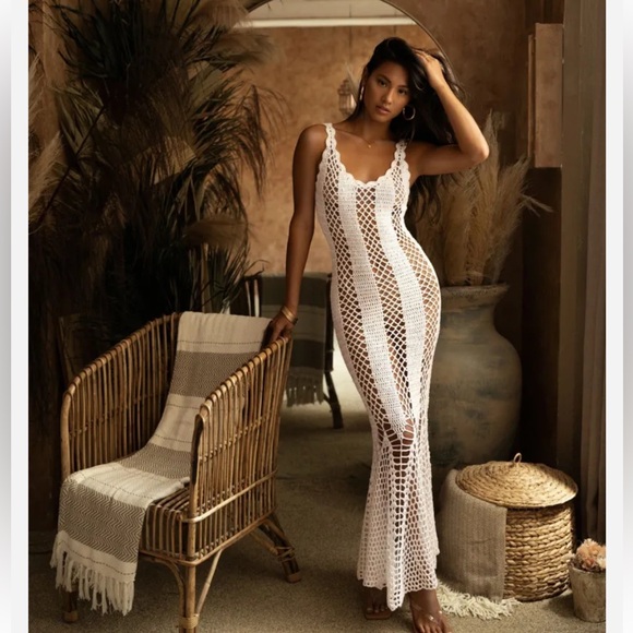 WHITE SUMMER SUNSET MAXI DRESS - Picture 8 of 12